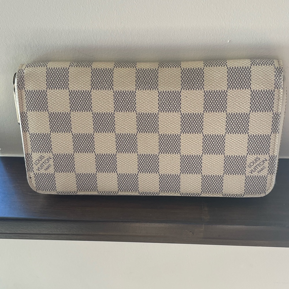 Louis Vuitton Long Wallet White  Damier Azul
